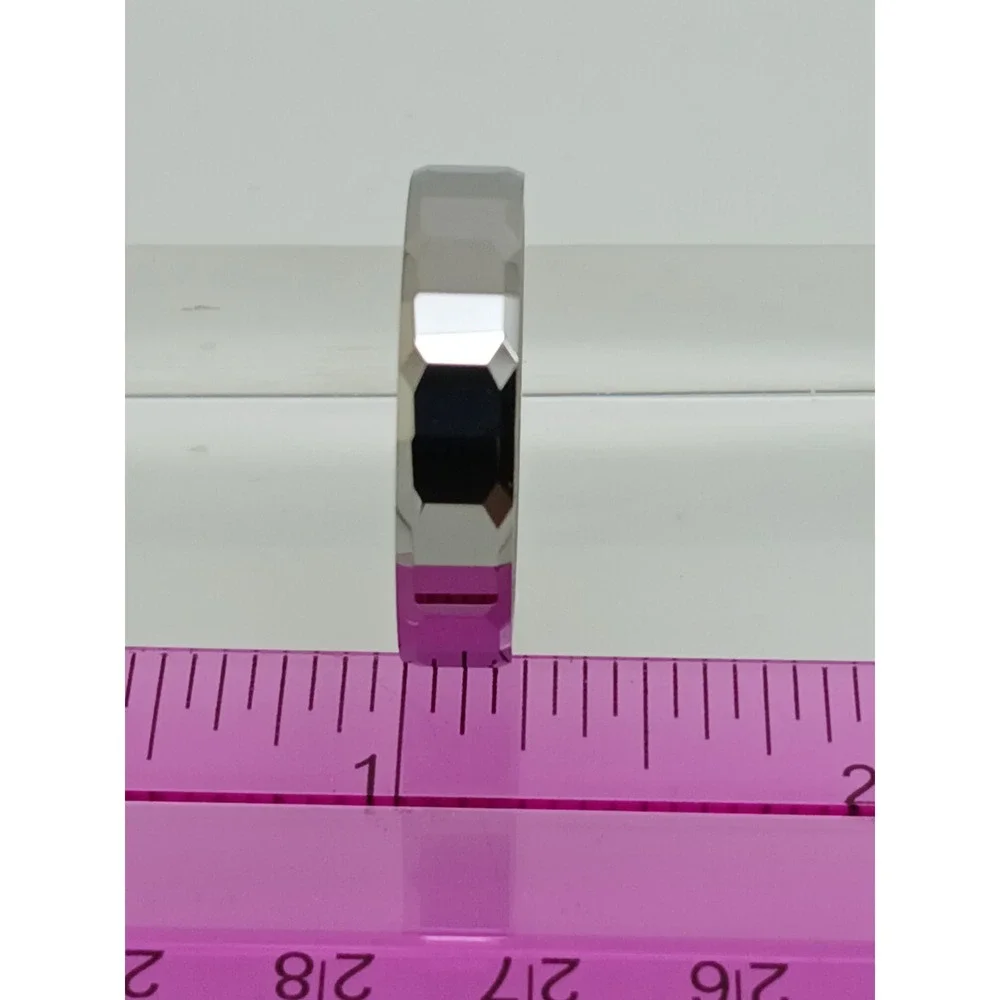 Vintage Tungsten Faceted Band Ring Size 12.25 Silver 6mm Y2K 1990s New Old Stock